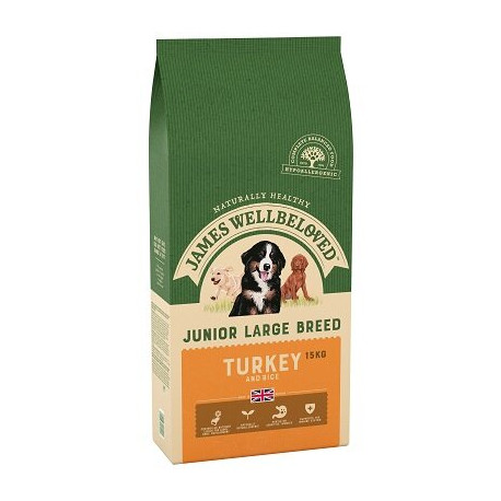James Wellbeloved Turkey & Rice Large Breed Junior Dog Food 15kg