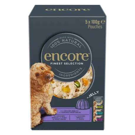 Encore Adult Dog Food Pouch - Finest Collection in Jelly 5 x 100g