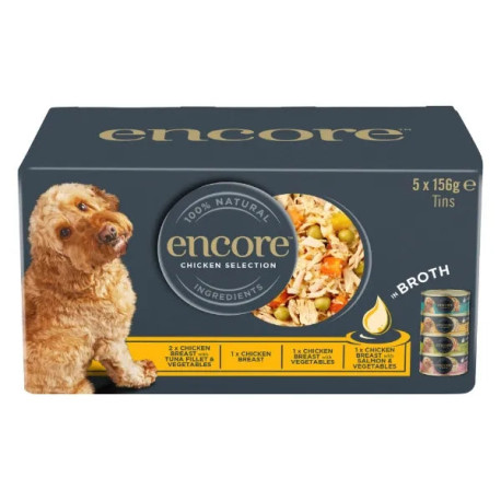 Encore Adult Wet Dog Food - Chicken Selection in Broth 5 x 156g