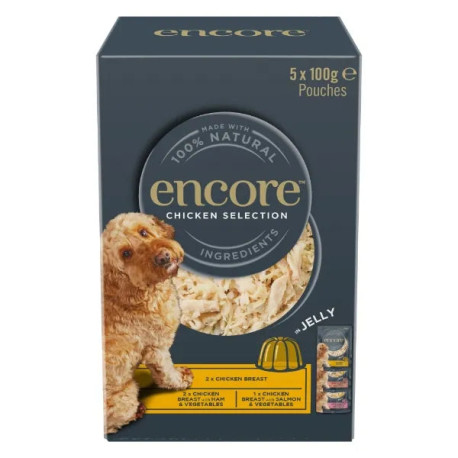 Encore Deluxe Collection Adult Wet Dog Food Pouch - Chicken Selection in Jelly 5 x 100g