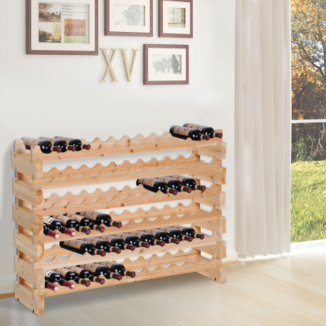 Six-Tier, 72 Bottle Wooden Wine Rack - Natural