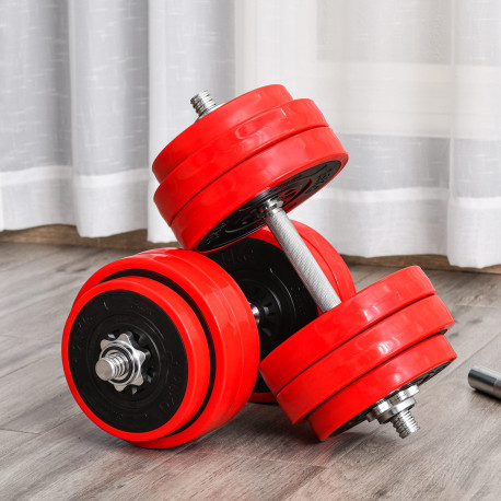 30KGS 2-In-1 Dumbbell & Barbell Adjustable Set Strength Muscle Exercise Fitness Plate Bar Clamp Rod Home Gym Sports Area