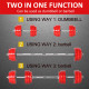 30KGS 2-In-1 Dumbbell &amp; Barbell Adjustable Set Strength Muscle Exercise Fitness Plate Bar Clamp Rod Home Gym Sports Area