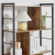 Industrial Storage Unit, 5 Tiers Bookcase with Open Compartments for Office Living Room, Bedroom, Rustic Brown and Black