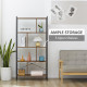 Industrial Storage Unit, 5 Tiers Bookcase with Open Compartments for Office Living Room, Bedroom, Rustic Brown and Black