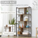 Industrial Storage Unit, 5 Tiers Bookcase with Open Compartments for Office Living Room, Bedroom, Rustic Brown and Black