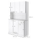 Kitchen Cupboard, Freestanding Kitchen Storage Cabinet with 6 Doors, Drawer, Adjustable Shelves and Open Countertop for Dining R
