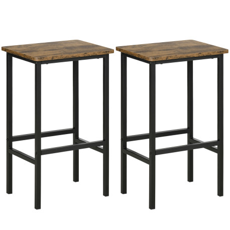 Industrial Bar Stools, Set of 2 Kitchen Breakfast Bar Chairs with Footrest, Counter Height Island Stools for Dining Area, Home P