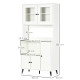 Freestanding Kitchen Cupboard, Modern Kitchen Storage Cabinet with Doors and Adjustable Shelves, 180cm, White