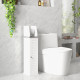 kleankin Slim Bathroom Floor Cabinet with Cupboard, Roll Holder and Adjustable Shelf, Toilet Roll Storage Unit for Toilet Paper,