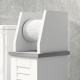 kleankin Slim Bathroom Floor Cabinet with Cupboard, Roll Holder and Adjustable Shelf, Toilet Roll Storage Unit for Toilet Paper,