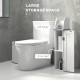 kleankin Slim Bathroom Floor Cabinet with Cupboard, Roll Holder and Adjustable Shelf, Toilet Roll Storage Unit for Toilet Paper,