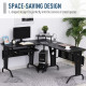 L-Shaped Corner Desk, Gaming Desk with CPU Rack, Keyboard Tray, Space-Saving Computer Desk with Steel Frame for Home Office,165 