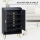 Modern Shoe Cabinet with 2 Doors, Open Shelf and Adjustable Shelves, Hallway Shoe Cupboard for 15 Pairs of Shoes, Entryway Stora