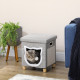 PawHut 2 in 1 Cat Bed Ottoman, Comfortable Cat Sleeping Cave House w/ Removable Cushion, Scratching Pad, Handles, Anti-Slip Foot