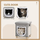 PawHut 2 in 1 Cat Bed Ottoman, Comfortable Cat Sleeping Cave House w/ Removable Cushion, Scratching Pad, Handles, Anti-Slip Foot