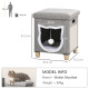 PawHut 2 in 1 Cat Bed Ottoman, Comfortable Cat Sleeping Cave House w/ Removable Cushion, Scratching Pad, Handles, Anti-Slip Foot