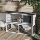 PawHut 2-Tier Wooden Rabbit Hutch Guinea Pig House Bunny Cage Backyard w/ Openable Roof Small Animal House for Outdoor Grey, 108