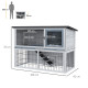 PawHut 2-Tier Wooden Rabbit Hutch Guinea Pig House Bunny Cage Backyard w/ Openable Roof Small Animal House for Outdoor Grey, 108