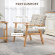 Modern One Seater Sofa for Living Room, Linen Fabric Small Couch with Rubber Wood Frame, Armrests, Lattice Pattern, Upholstered 