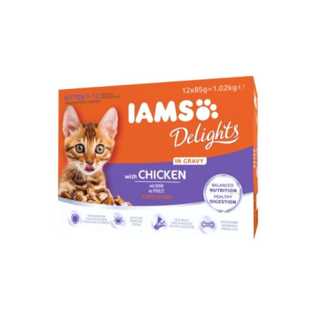 Iams Delights Cat Pouch Kitten In Gravy 12x85g