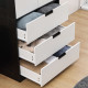 2 Door Wardrobe, Modern Wardrobe with 3 Drawers and Hanging Rod for Bedroom, Black