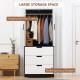2 Door Wardrobe, Modern Wardrobe with 3 Drawers and Hanging Rod for Bedroom, Black