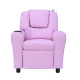 Kids Recliner Chair, PU Leather with Adjustable Backrest, Footrest, Padded Headrest, Pink