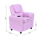 Kids Recliner Chair, PU Leather with Adjustable Backrest, Footrest, Padded Headrest, Pink