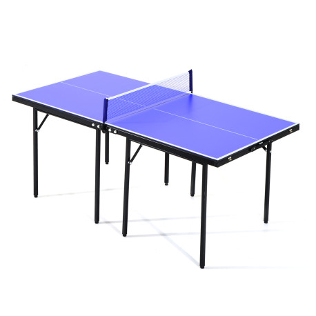 Folding 5ft Mini Compact Table Tennis Top Ping Pong Table Set Professional Net Games Sports Training Play Blue