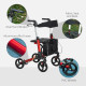 Folding Rollator Walker with Seat and Backrest, Lightweight Walking Frame with Detachable Storage Bag, Dual Brakes, Adjustable H