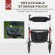 Folding Rollator Walker with Seat and Backrest, Lightweight Walking Frame with Detachable Storage Bag, Dual Brakes, Adjustable H