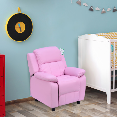 Kids Sofa Armchair Toddler Recliner Children's  Chair Lounger Games Chair  PU Leather w/ Storage  (Pink)
