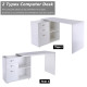 L-Shaped Computer Desk, 2 Shaped Corner Desk with Drawers, File Cabinet and Storage Shelves, Home Office Desk, 117 x 83.5 x 76cm