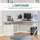 L-Shaped Computer Desk Table with Storage Drawer Home Office Corner Industrial Style Workstation for A4 Files 152 x 143.5 x 76cm
