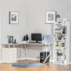 L-Shaped Computer Desk Table with Storage Drawer Home Office Corner Industrial Style Workstation for A4 Files 152 x 143.5 x 76cm