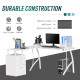 L-Shaped Computer Desk Table with Storage Drawer Home Office Corner Industrial Style Workstation for A4 Files 152 x 143.5 x 76cm