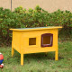 Pawhut Garden Wooden Cat House Hide Cage Outdoor Pet Play Home Water-resistant Roof Kitty Shelter Kennel w/ith Door &amp; Window