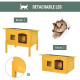 Pawhut Garden Wooden Cat House Hide Cage Outdoor Pet Play Home Water-resistant Roof Kitty Shelter Kennel w/ith Door &amp; Window