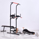 Multifunction Power Tower Home Workout Dip Station w/ Sit-up Bench Push-up Bars and Tension Ropes Fitness Equipment Office Gym T