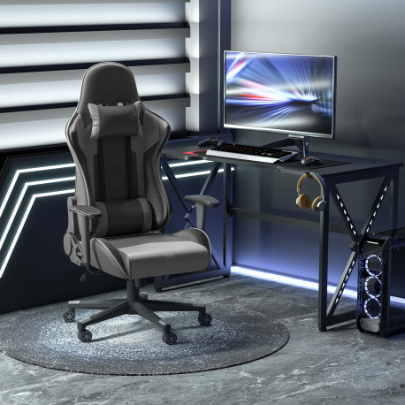 Vinsetto Gaming Chair, Computer Desk Chair, Racing Chair with Adjustable Height, Head Pillow and Lumbar Support for Adults, Blac