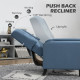 Wingback Recliner Chair for Home Theater, Button Tufted Microfibre Cloth Reclining Armchair with Leg Rest, Deep Blue