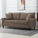 3 Seater Sofas for Living Room, Fabric Sofa with Nailhead Trim, Cushions and Pillows, Brown