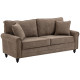 3 Seater Sofas for Living Room, Fabric Sofa with Nailhead Trim, Cushions and Pillows, Brown