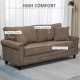 3 Seater Sofas for Living Room, Fabric Sofa with Nailhead Trim, Cushions and Pillows, Brown