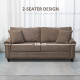 3 Seater Sofas for Living Room, Fabric Sofa with Nailhead Trim, Cushions and Pillows, Brown