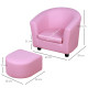 Kids Toddler Sofa Children&#039;s Armchair Footstool with Thick Padding, Anti-skid Foot Pads, 30 x 28 x 21cm, Pink
