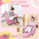 Kids Toddler Sofa Children&#039;s Armchair Footstool with Thick Padding, Anti-skid Foot Pads, 30 x 28 x 21cm, Pink
