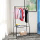 Metal Clothes Rack Coat Garment Hanger Hallway Organiser Hanging Rail Stand 2-tier Shoe Shelving A Shaped 77L x 45W x 153H cm Bl