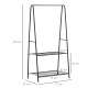 Metal Clothes Rack Coat Garment Hanger Hallway Organiser Hanging Rail Stand 2-tier Shoe Shelving A Shaped 77L x 45W x 153H cm Bl